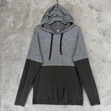 Alo Hoodie Mens M Colorblock Grey Black Performance Long Sleeve EUC