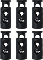 sourcing map Stopper Kordel 2 Loch 6 StüCk Kordelstopper 6Mm Schwarz