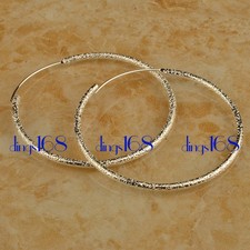 Genuine 925 Sterling Silver 47mm/1.85" Medium Size 2mm Endless Hoop Earrings ZC6