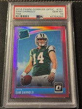 SAM DARNOLD RC~2018 DONRUSS OPTIC “PINK” SEAHAWKS~PSA-10~Rated Rookie Card-wow. rookie card picture