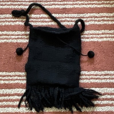 DKNY Women's Black Wool Knit Bag/Pack Fringe