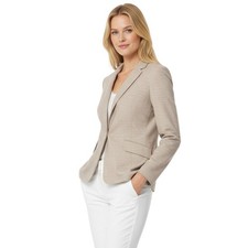 Lafayette 148 Virgin Wool New York Beige Textured Career Blazer Jacket Sz 8