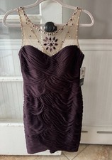 Adrianna Papell Jewel Dress Mesh Sleeveless Size Petite Small 