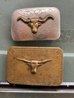 Texas Long Horn Cow Steer Nickel Silver Belt Denver Buckle Brass (A2026A) — photo 1