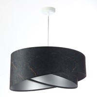 Pendelleuchte HäNgelampe Schwarz Silber E27 Rund D: 50 Cm Stoff Velours Optik