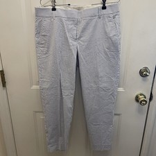J. Crew Seersucker Skimmer Pant Blue White Cropped Women's 10 Coastal Beach