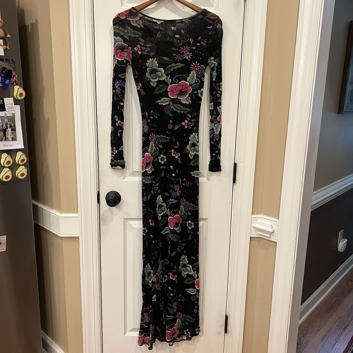 READ Vivienne Tam Cache Maxi Dress Fits M Black Mesh Floral Fairy