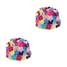 Vintage Nylon Flower Swim Cap Reusable Stylish Petal Hat for Women Swimmers
