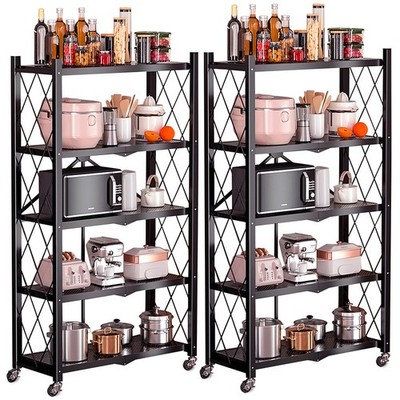 2PK 5-Tier Metal Storage Rack Heavy Duty Shelving Unit Organizer Shop w/ Wheels