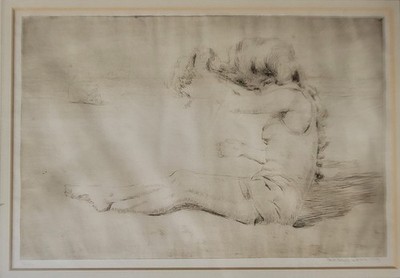 William Henry Clapp- Signed Etching- Girl Fixing Her Hair- No 2-1919