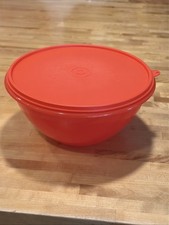Vintage USA Made Tupperware Wonderlier Orange Bowl 237-6 W/ Orange Lid Round