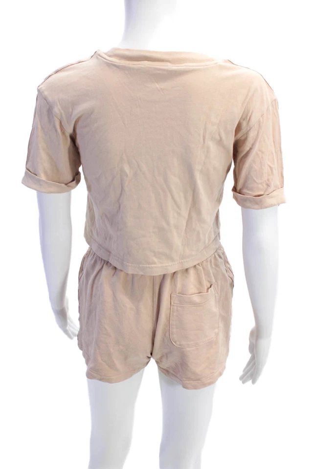 Adidas Womens Short Sleeves Tee Shirt Shorts Set Pink Cotton Size Small/Extra Sm - Image 3 of 4