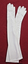Vintage Leather-Spun White Opera Gloves Mousquetaire Pearl Button Opening Size 7