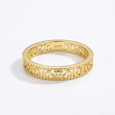 Luxury 18K Gold Plated S925 Sterling Silver Ring for Women Size:N—(4)