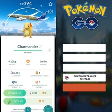 Pok mon PTC Go  Shiny Charmander   Red Pokemon Jet Background   Mini or Trade