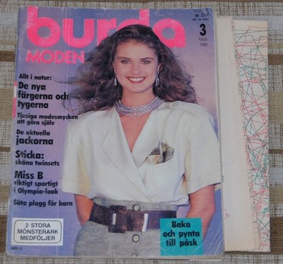 ''Burda Moden''  3 March, 1988 Sewing Magazine with Patterns Swedish Edition