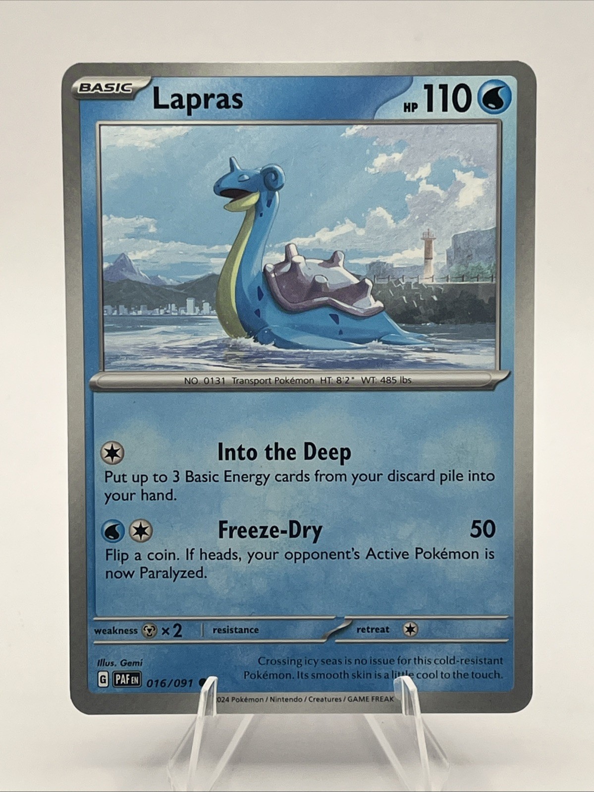 Pokemon TCG Lapras Card Paldean Fates Series 16/91 2024 NM Regular Rare