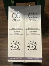 CC Cream Moisturizer Makeup Base Foundation SPF 43 Dark Tone 2 pack 50ml ea