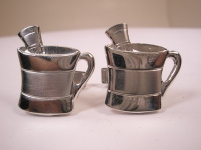 Shaving Mug Cup & Brush Vintage Cuff Links