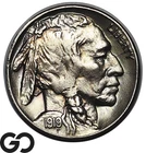 1919-D Buffalo Nickel Key Date, Obv Die Breaks, Choice AU++/Unc Better Date