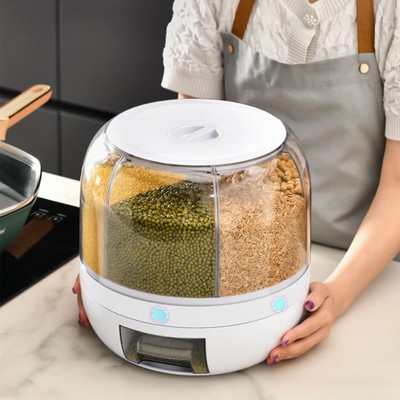 Grains Separate Storage Box Sealed Rotating Rice Bucket Home Insect Damp Proof