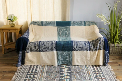 86 x 102" Vintage Bohemian Tapestry Sofa Throw Blanket Anti-slip Rugs Rural Sale - Picture 24 of 36