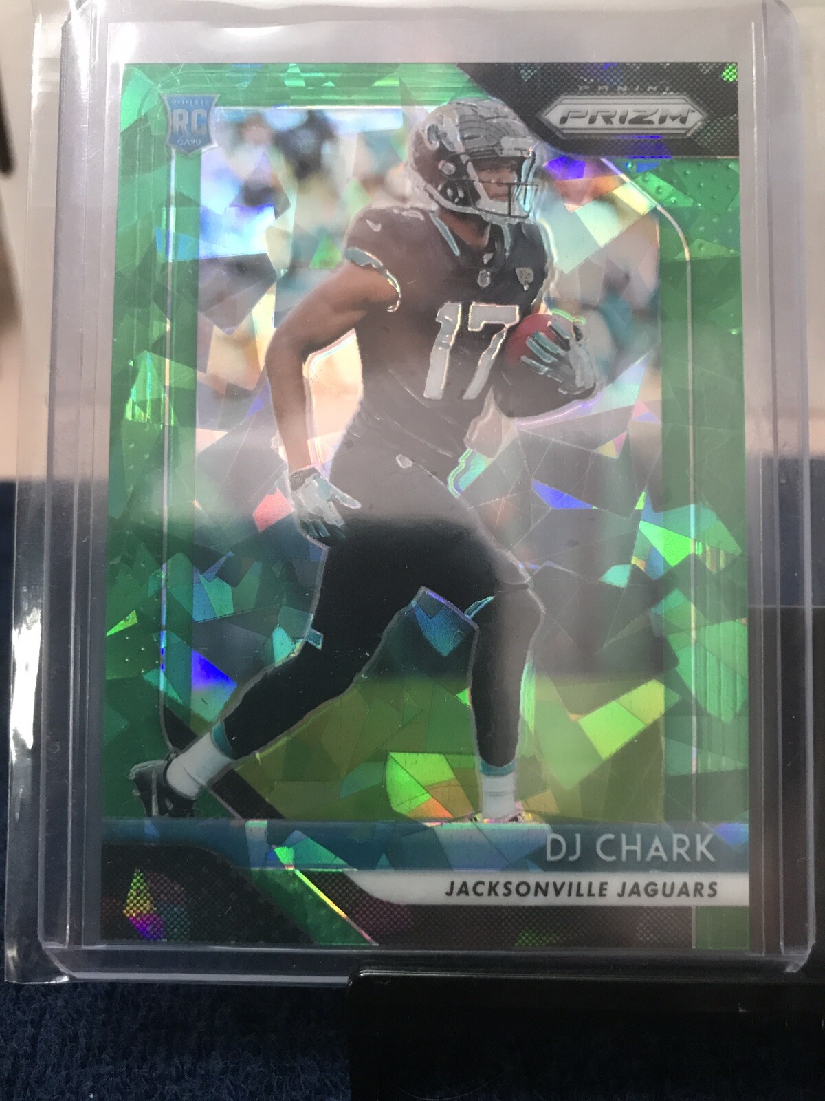 2018 Panini Prizm Green Cracked Ice DJ Chark Rookie RC Card #D/75 Jaguars Future