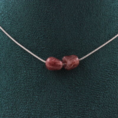 Collier Perles Rubis Du Brésil Avec Chaîne En Acier Inoxydable - Neuf Avec étiquettes