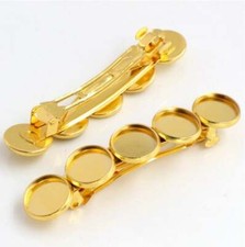10 pcs Yellow Gold French Hair Barrettes Hair Clips - 71mm x 14mm -12mm Glue Pad