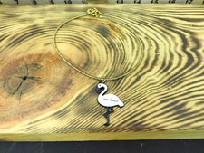 Small Girls Copper Wire Beaded Necklace with Pink Flamingo Charm