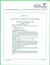 High Standard Model Sport King Carbine Auto Fac Instr Manual