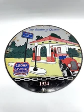 Standard Oil Crown Gasoline Porcelain Sign Service Station Pump Plate