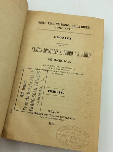 CRONICA DE LOS SANTOS APOSTOLES S. PEDRO Y S. PABLO DE MICHOACAN - 5 Vol. - 1873 - Picture 7 of 9