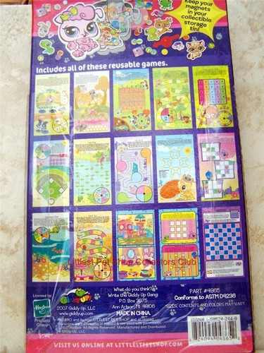 Littlest Pet Shop 2007 LIBRO DE JUEGOS MAGNÉTICO 15 Juegos Almacenamiento Lata Raro Retirado NUEVO - Imagen 2 de 2