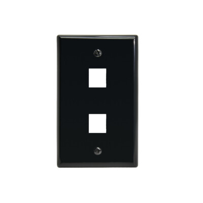 Keystone 2 Hole Port Jack Insert Flush Wall Face Plate Network CAT5e CAT6 Black