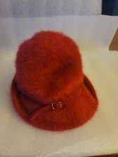 Vintage Kangol Design Red Cap Fur Fuzzy Hat Womens