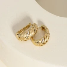Italian brushed niche design  versatile fashion wheat ear woven earrings