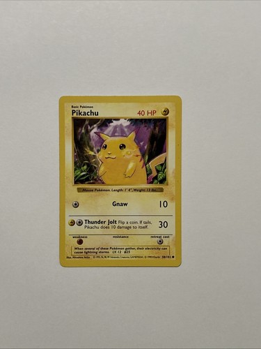 Pikachu (yellow Cheeks) 058/102 Base Set (Shadowless) Regular - Picture 1 of 11
