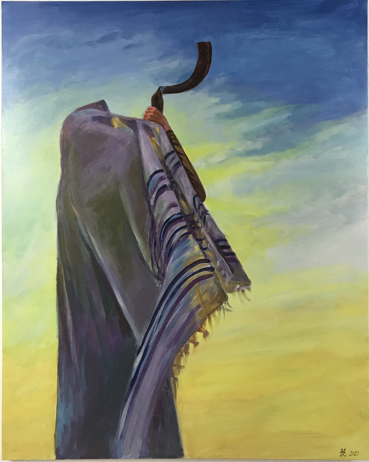 Large Original Acrylic Painting, Rosh Hashanah, Holy Land, New Year, Shofar  | eBay