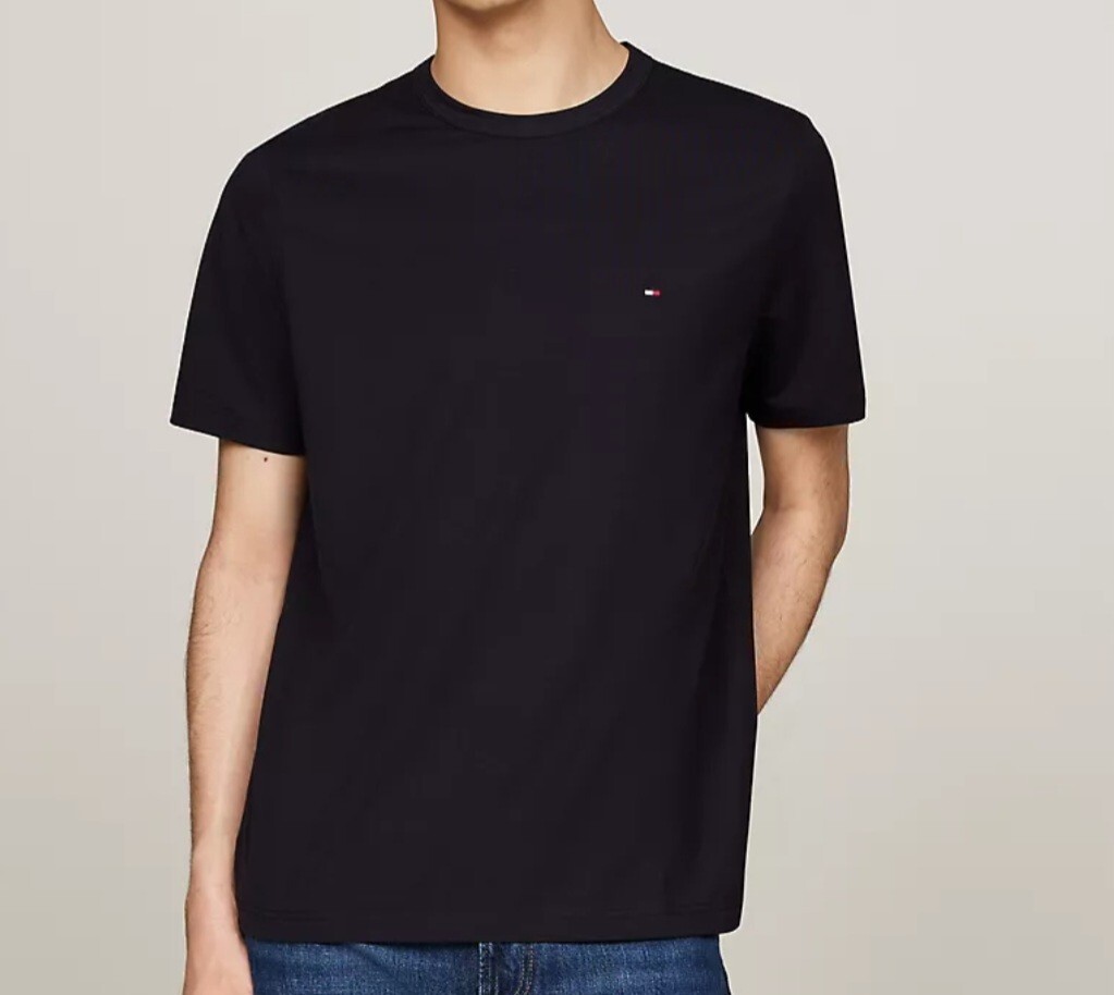 Tommy Hilfiger Mens Small Tshirts Core Flag Crew-neck Classic Black New W Tags