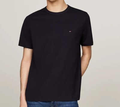 Tommy Hilfiger Mens Small Tshirts Core Flag Crew-neck Classic Black New W Tags