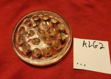 Vintage clear glass 19 hole 5" flower frog footed domed- ALG2 