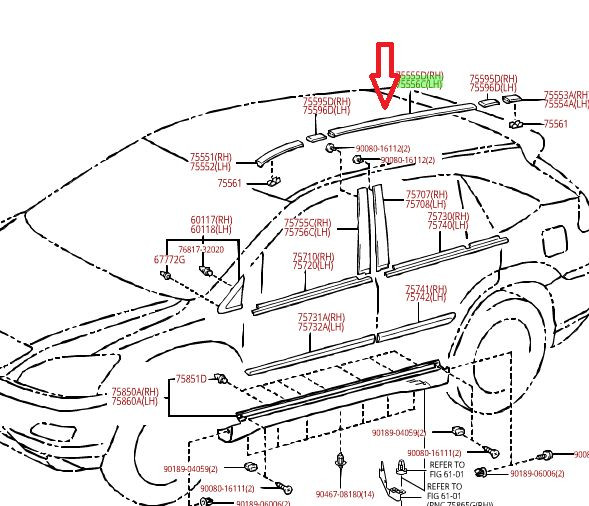 Lexus OEM Factory Roof Drip Moulding 20042009 Rx330 Rx350 for sale