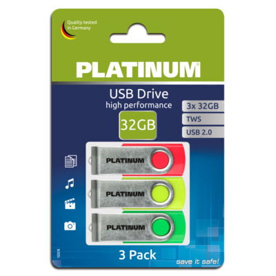 Platinum TWS 3x USB 2.0 Stick   96 GB Gesamtspeicher in Schlüsselanhänger-Format