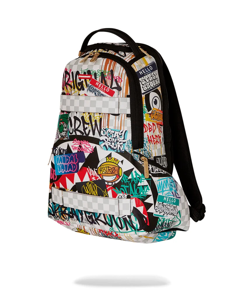 Sprayground Create Another Day Skateboard Strap Backpack - White