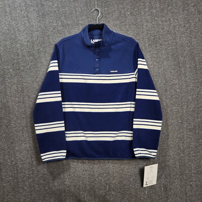NWT Lands End Kids Heritage Fleece Pullover Sweatshirt Blue