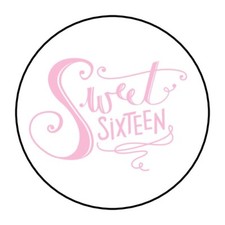 30 Sweet 16 Envelope Seals Labels Stickers 1.5" Round sixteen Pink party