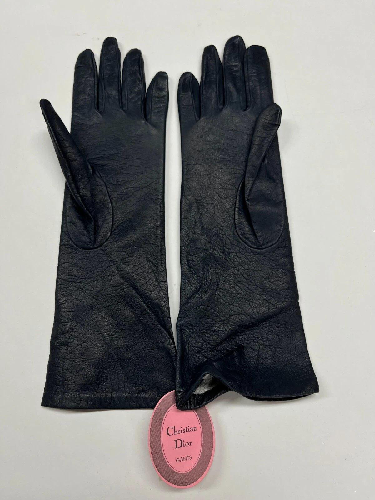 Gants vintage femme noir Christian Dior 3/4 doublés soie veau MWT gants 6,5