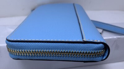 Dooney & Bourke Saffiano Folded Zip Wristlet Wallet Sky Blue Color