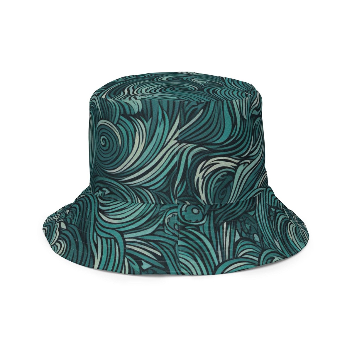 Reversible Bucket Hat Mint Green Water Wave Print | eBay